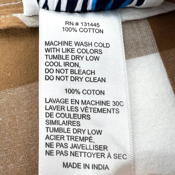 Anthropologie Whit Two 100% Cotton Buffalo Plaid Brown Romper Belted Size S - Picture 10 of 12